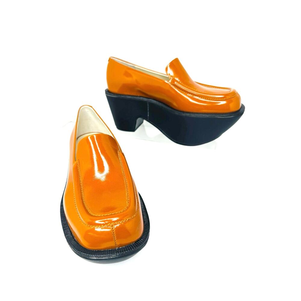 Jil Sander Orange Leather Sculptural Platform Loafers Bold Slip On Size EU 36 - Picture 6 of 11
